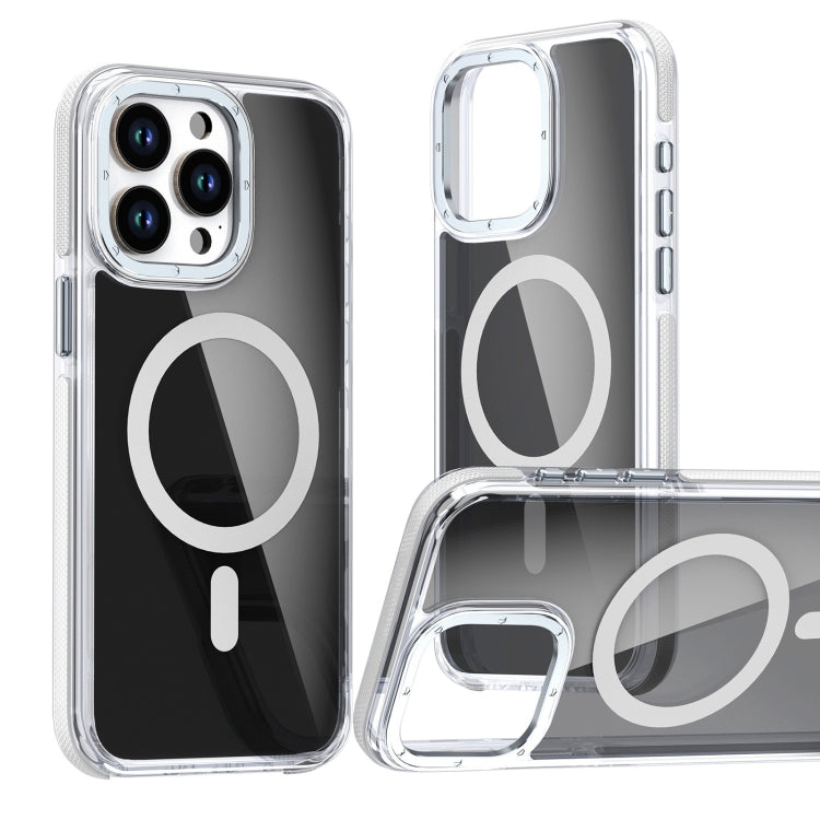 For iPhone 14 Pro Max Magsafe Dual-Color Transparent Black Full Coverage Phone Case(White) - iPhone 14 Pro Max Cases by buy2fix | Online Shopping UK | buy2fix