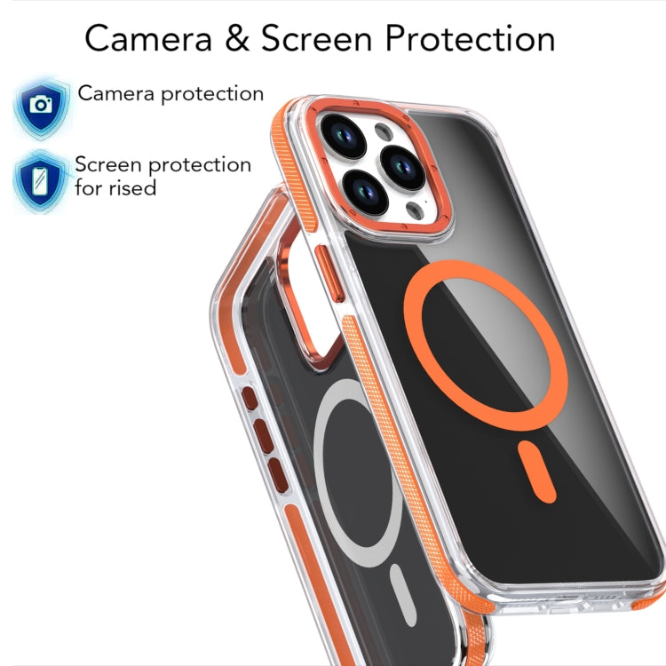 For iPhone 15 Magsafe Dual-Color Transparent Black Full Coverage Phone Case(Orange) - iPhone 15 Cases by buy2fix | Online Shopping UK | buy2fix