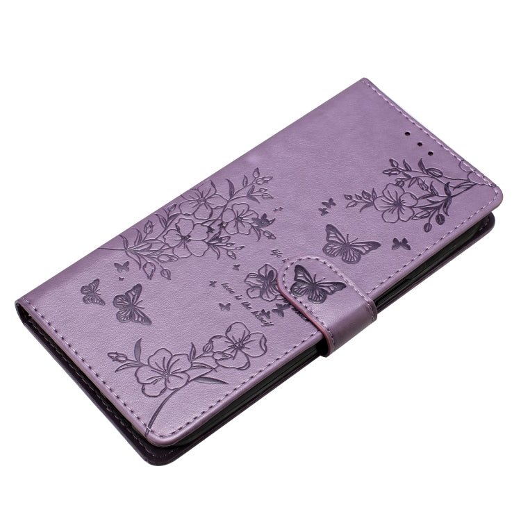 For Motorola Moto G Stylus 5G 2024 Butterflies and Flowers Leather Phone Case(Purple) - Motorola Cases by buy2fix | Online Shopping UK | buy2fix