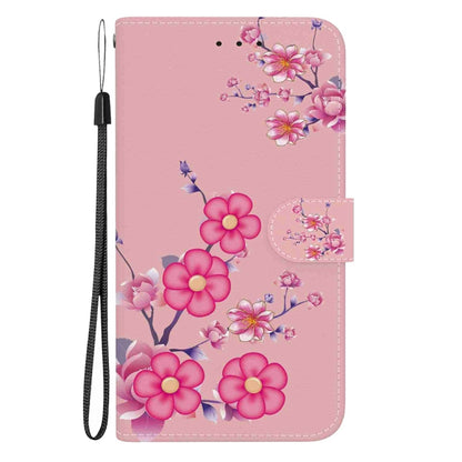 For Samsung Galaxy S25 Ultra 5G Crystal Texture Colored Drawing Leather Phone Case(Cherry Blossoms) - Galaxy S25 Ultra 5G Cases by buy2fix | Online Shopping UK | buy2fix