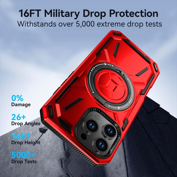 For iPhone 15 Pro Armor II Series MagSafe Magnetic Holder Phone Case(Red) - iPhone 15 Pro Cases by buy2fix | Online Shopping UK | buy2fix