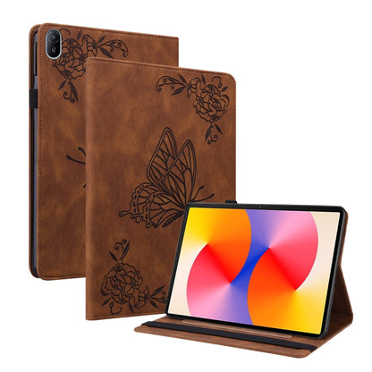 For Huawei MatePad SE 11 2024 Butterfly Flower Embossed Leather Tablet Case(Brown) - Huawei by buy2fix | Online Shopping UK | buy2fix