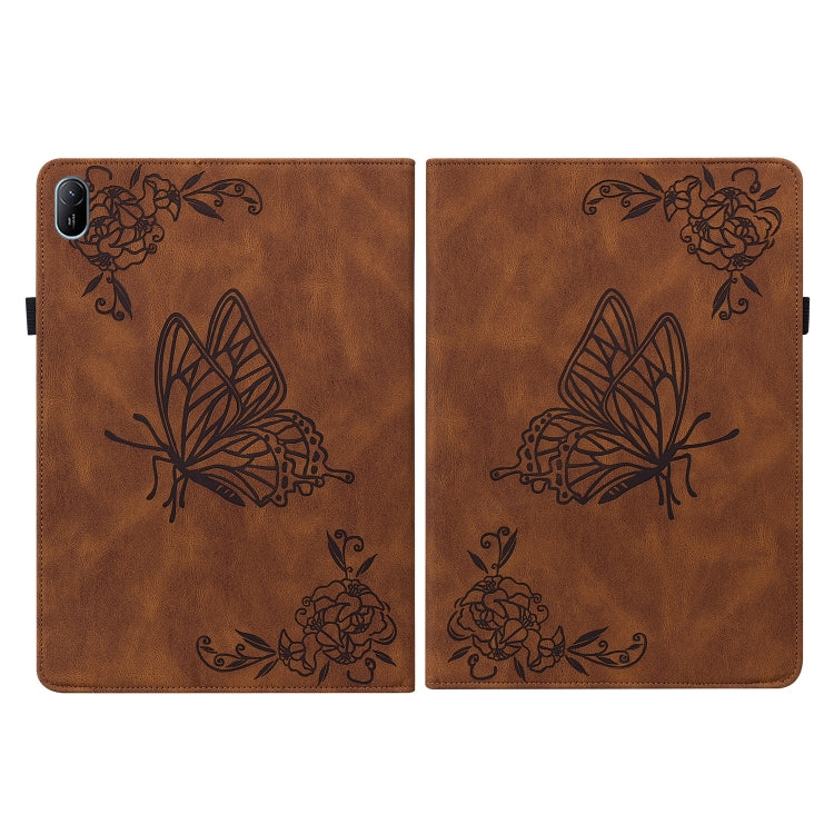 For Huawei MatePad SE 11 2024 Butterfly Flower Embossed Leather Tablet Case(Brown) - Huawei by buy2fix | Online Shopping UK | buy2fix