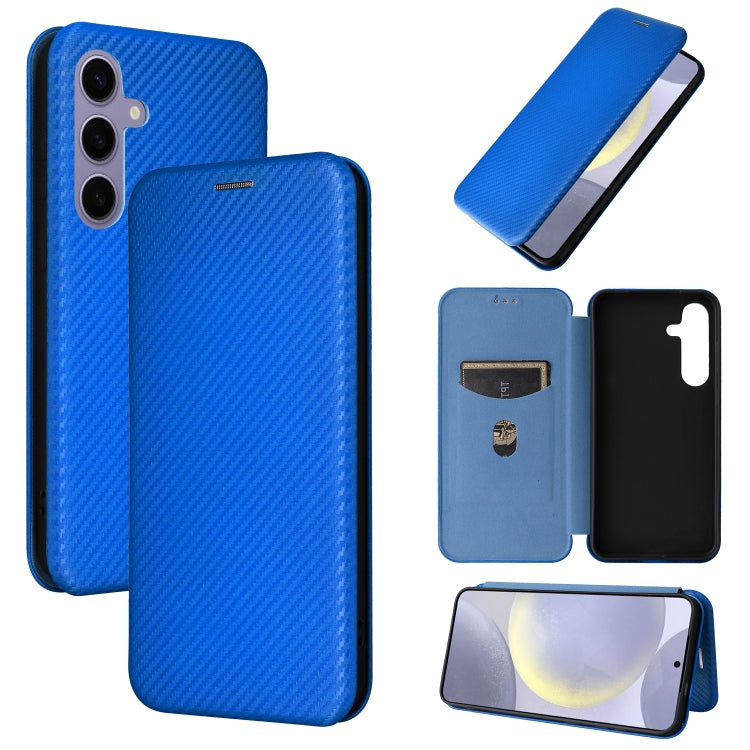 For Samsung Galaxy S25 5G Carbon Fiber Texture Flip Leather Phone Case(Blue) - Galaxy S25 5G Cases by buy2fix | Online Shopping UK | buy2fix