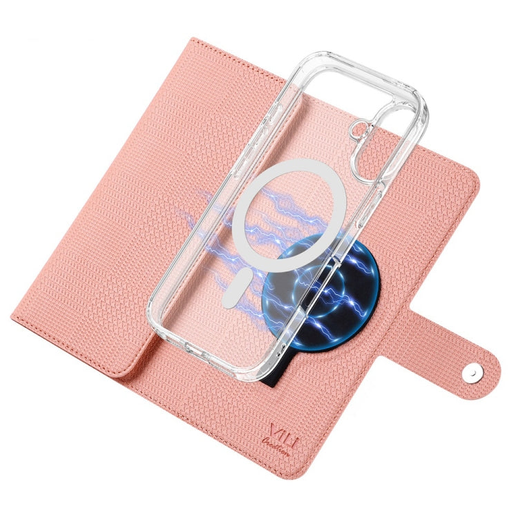 For iPhone 16 Plus ViLi GHA-C Series RFID MagSafe Magnetic Flip Leather Phone Case(Pink) - iPhone 16 Plus Cases by ViLi | Online Shopping UK | buy2fix