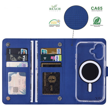 For iPhone 16 Plus ViLi GHA-C Series RFID MagSafe Magnetic Flip Leather Phone Case(Blue) - iPhone 16 Plus Cases by ViLi | Online Shopping UK | buy2fix