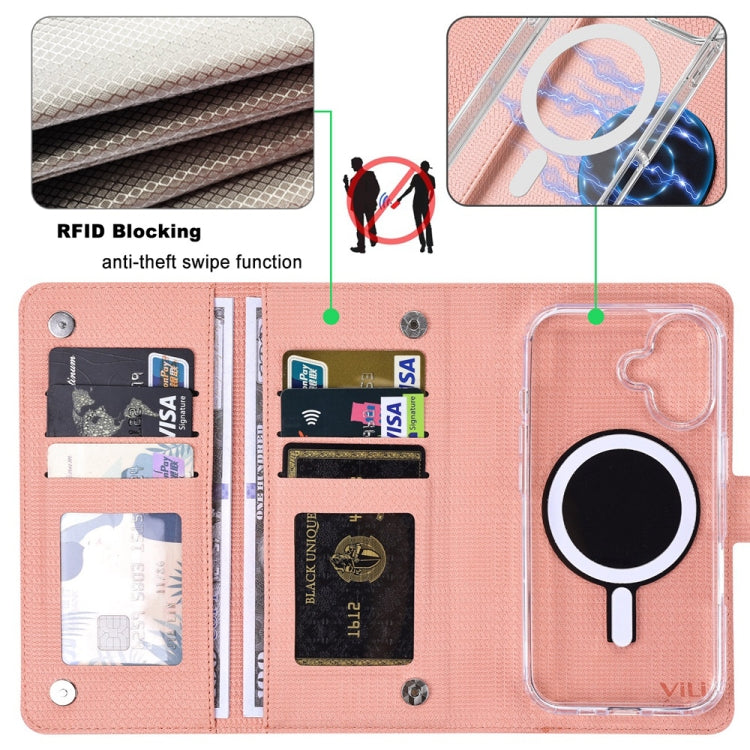 For iPhone 13 ViLi GHA-C Series RFID MagSafe Magnetic Flip Leather Phone Case(Pink) - iPhone 13 Cases by ViLi | Online Shopping UK | buy2fix