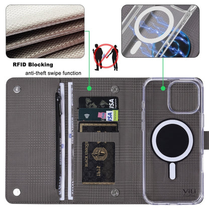 For iPhone 15 Pro Max ViLi GHB-C Series RFID MagSafe Magnetic Flip Leather Phone Case(Grey) - iPhone 15 Pro Max Cases by ViLi | Online Shopping UK | buy2fix