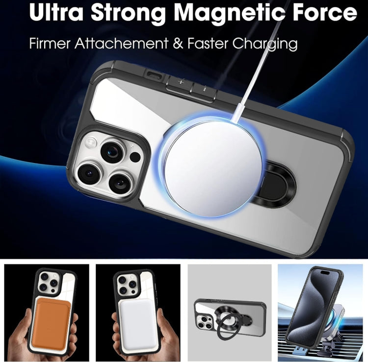 For iPhone 12 MagSafe Acrylic Hybrid TPU Phone Case with Holder(Black) - iPhone 12 / 12 Pro Cases by buy2fix | Online Shopping UK | buy2fix