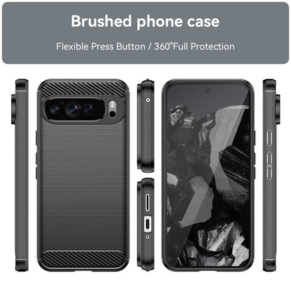 For Google Pixel 9 Pro XL Brushed Texture Carbon Fiber TPU Phone Case(Black) - Google Cases by buy2fix | Online Shopping UK | buy2fix