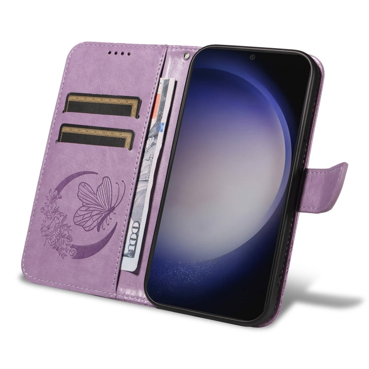 For Samsung Galaxy S25 / S24 5G Swallowtail Butterfly Embossed Leather Phone Case(Purple) - Galaxy S25 5G Cases by buy2fix | Online Shopping UK | buy2fix