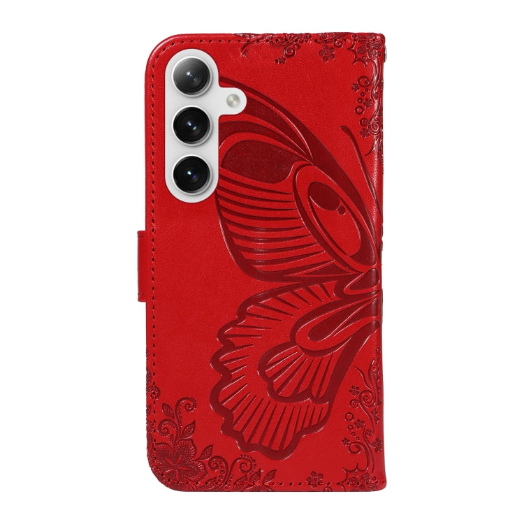 For Samsung Galaxy S25+ / S24+ 5G Swallowtail Butterfly Embossed Leather Phone Case(Red) - Galaxy S25+ 5G Cases by buy2fix | Online Shopping UK | buy2fix