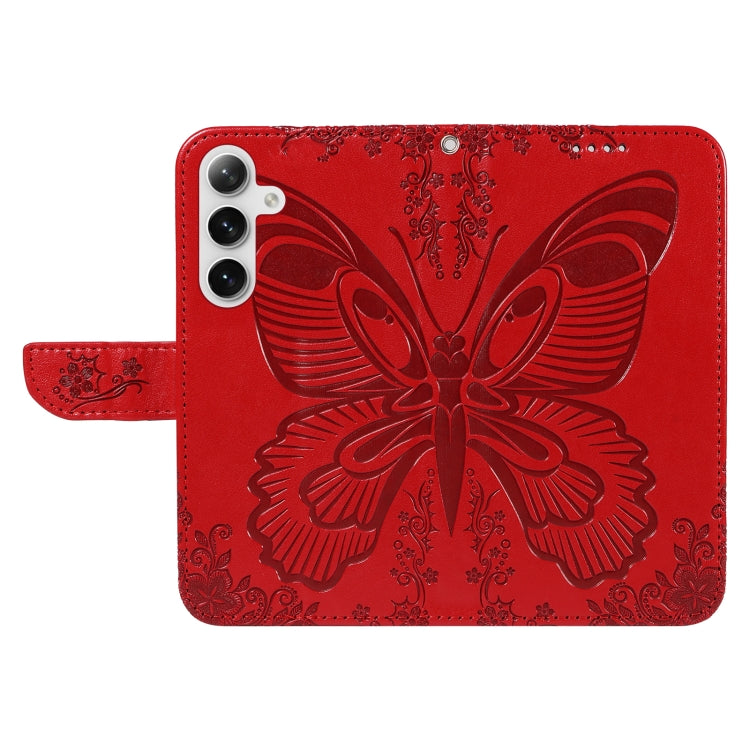 For Samsung Galaxy S25+ / S24+ 5G Swallowtail Butterfly Embossed Leather Phone Case(Red) - Galaxy S25+ 5G Cases by buy2fix | Online Shopping UK | buy2fix