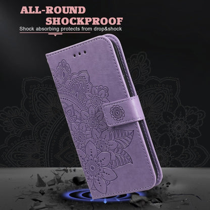 For Samsung Galaxy S25+ 5G Seven-petal Flowers Embossing Leather Phone Case(Light Purple) - Galaxy S25+ 5G Cases by buy2fix | Online Shopping UK | buy2fix