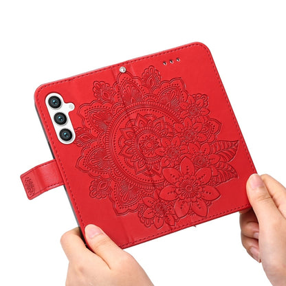 For Samsung Galaxy S25+ 5G Seven-petal Flowers Embossing Leather Phone Case(Red) - Galaxy S25+ 5G Cases by buy2fix | Online Shopping UK | buy2fix