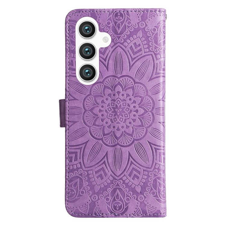 For Samsung Galaxy S25+ 5G Embossed Sunflower Leather Phone Case(Purple) - Galaxy S25+ 5G Cases by buy2fix | Online Shopping UK | buy2fix