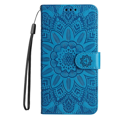 For Samsung Galaxy S25 Ultra 5G Embossed Sunflower Leather Phone Case(Blue) - Galaxy S25 Ultra 5G Cases by buy2fix | Online Shopping UK | buy2fix