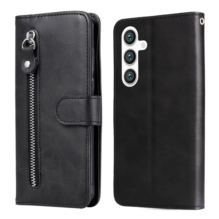 For Samsung Galaxy S25+ 5G Fashion Calf Texture Zipper Leather Phone Case(Black) - Galaxy S25+ 5G Cases by buy2fix | Online Shopping UK | buy2fix