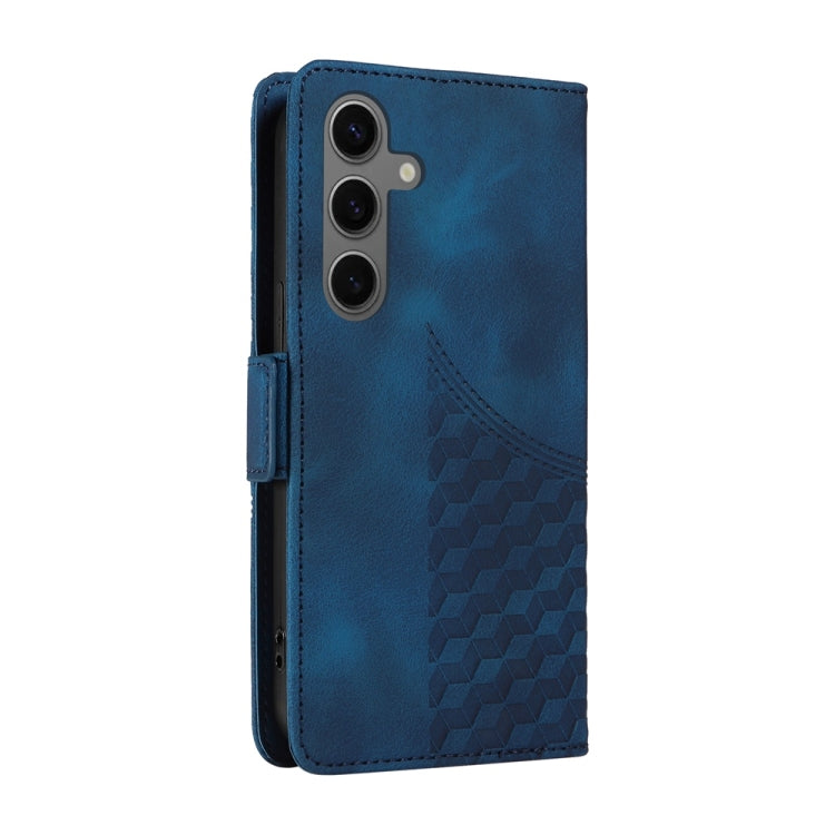 For Samsung Galaxy S25+ 5G Embossed Rhombus Starry Leather Phone Case(Blue) - Galaxy S25+ 5G Cases by buy2fix | Online Shopping UK | buy2fix