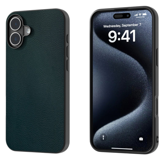 For iPhone 16 Plus PU Leather Black Frame Full Coverage Phone Case(Green) - iPhone 16 Plus Cases by buy2fix | Online Shopping UK | buy2fix