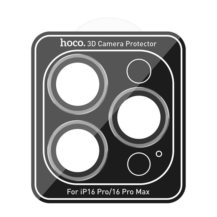 For iPhone 16 Pro / 16 Pro Max hoco V12 Plus 3D Eagle Eye Metal Lens Protective Film(Silver) - iPhone 16 Pro Tempered Glass by hoco | Online Shopping UK | buy2fix