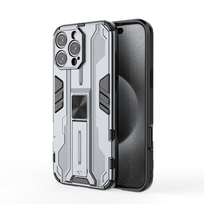 For iPhone 16 Pro Max Supersonic PC + TPU Holder Phone Case(Grey) - iPhone 16 Pro Max Cases by buy2fix | Online Shopping UK | buy2fix