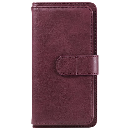 For iPhone 16 Pro Max Multi-Function Wallet 10 Card Slots Leather Phone Case(Claret) - iPhone 16 Pro Max Cases by buy2fix | Online Shopping UK | buy2fix