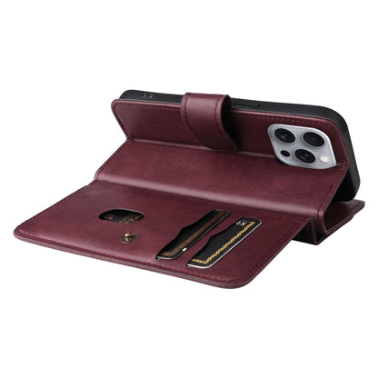 For iPhone 16 Pro Max Multi-Function Wallet 10 Card Slots Leather Phone Case(Claret) - iPhone 16 Pro Max Cases by buy2fix | Online Shopping UK | buy2fix