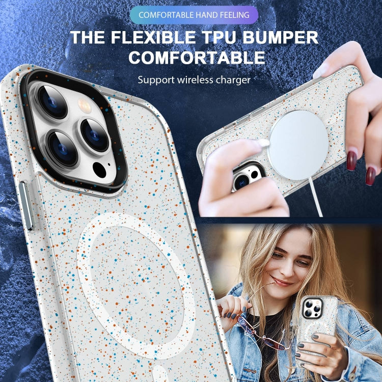 For iPhone 13 Colorful Ink-splash Magsafe PC Hybrid TPU Phone Case(White) - iPhone 13 Cases by buy2fix | Online Shopping UK | buy2fix