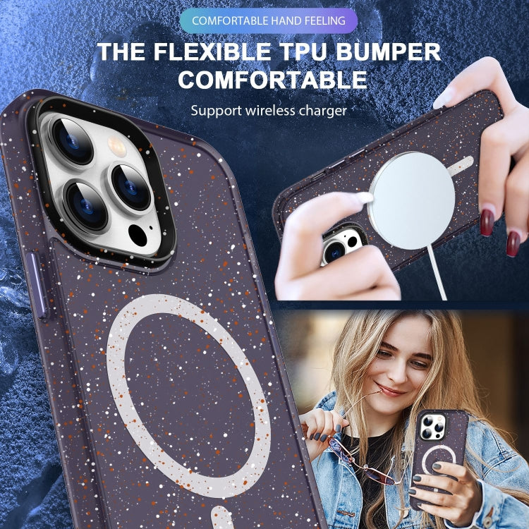 For iPhone 12 Colorful Ink-splash Magsafe PC Hybrid TPU Phone Case(Purple) - iPhone 12 / 12 Pro Cases by buy2fix | Online Shopping UK | buy2fix