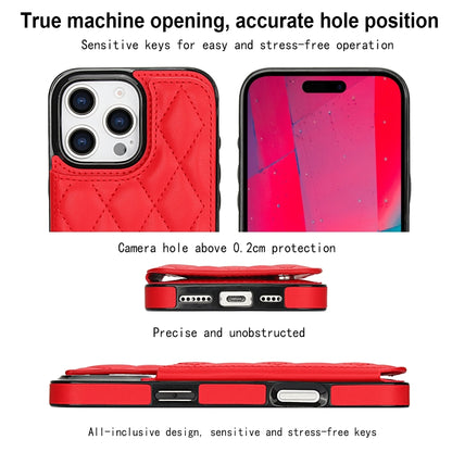 For iPhone 16 Pro Double Buckle Rhombic PU Leather Phone Case(Red) - iPhone 16 Pro Cases by buy2fix | Online Shopping UK | buy2fix