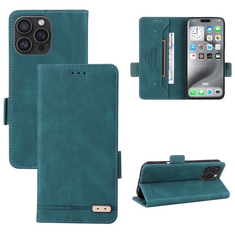 For iPhone 16 Pro Magnetic Clasp Leather Phone Case(Green) - iPhone 16 Pro Cases by buy2fix | Online Shopping UK | buy2fix