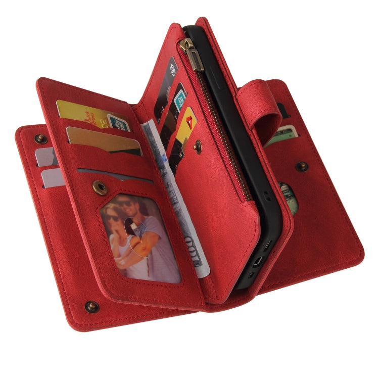 For Xiaomi 14T Pro Skin Feel Multi Card Slots Zipper Wallet Leather Phone Case(Red) - 14T Pro Cases by buy2fix | Online Shopping UK | buy2fix