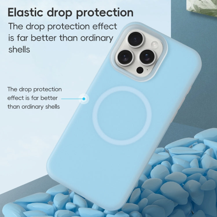 For iPhone 15 Jelly Liquid Silicone MagSafe Magnetic Phone Case(Blue) - iPhone 15 Cases by buy2fix | Online Shopping UK | buy2fix