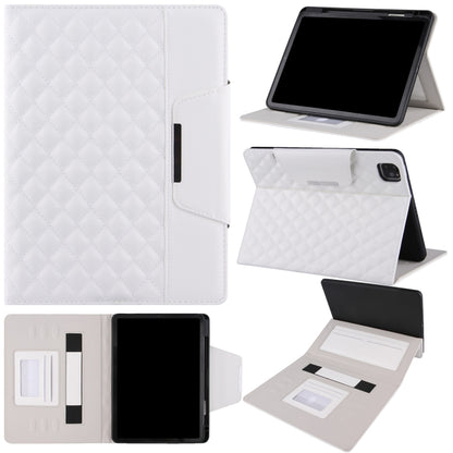 For iPad Pro 11 2024 Checkered Hardware Buckle Leather Smart Tablet Case(White) - iPad Pro 11 2024 Cases by buy2fix | Online Shopping UK | buy2fix