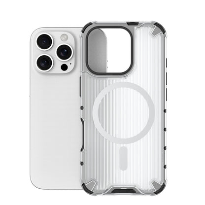 For iPhone 16 Pro Grating Airbag Shockproof MagSafe Frosted Phone Case(Transparent) - iPhone 16 Pro Cases by buy2fix | Online Shopping UK | buy2fix