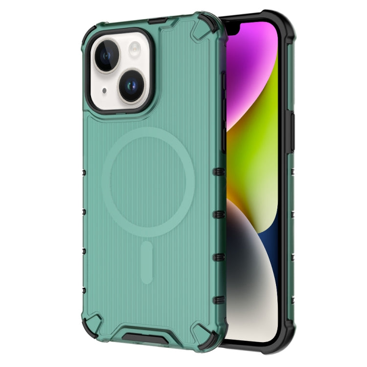 For iPhone 14 Plus Grating Airbag Shockproof MagSafe Frosted Phone Case(Green) - iPhone 14 Plus Cases by buy2fix | Online Shopping UK | buy2fix