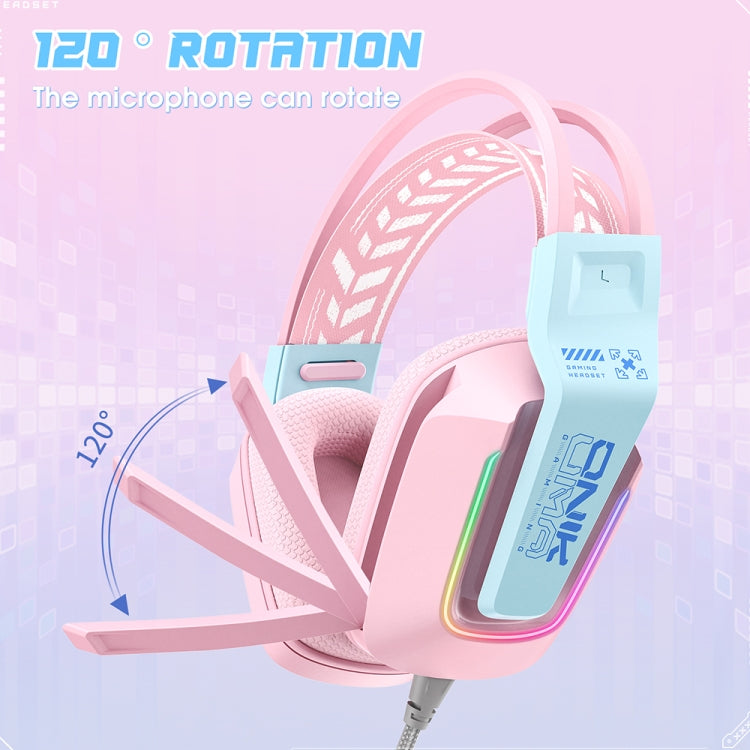 ONIKUMA X13 RGB Colorful Lighting Wired Gaming Headset with Microphone, Length:2.2m(Pink) - Multimedia Headset by ONIKUMA | Online Shopping UK | buy2fix