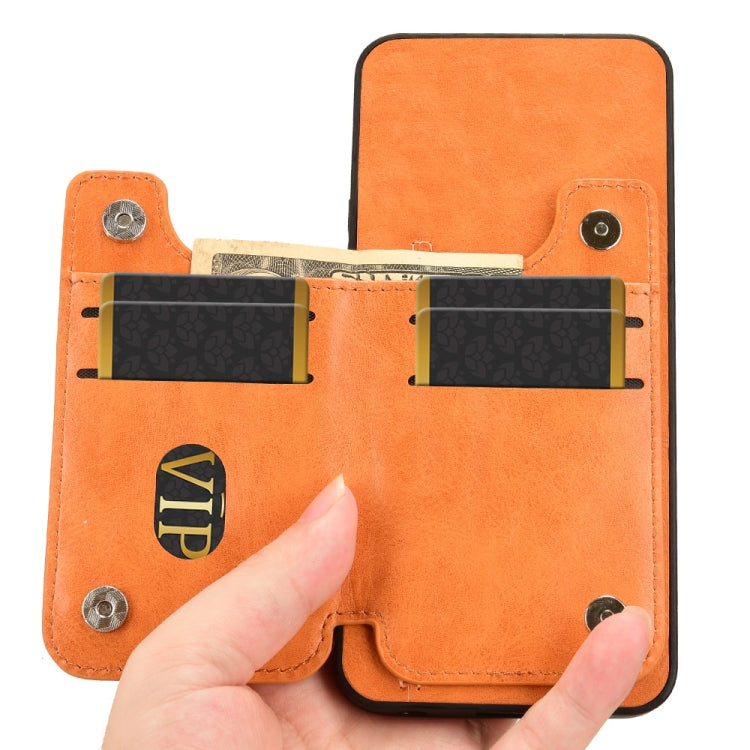 For OnePlus 13 Cow Pattern Sewing Card Bag Phone Case(Orange) - OnePlus Cases by buy2fix | Online Shopping UK | buy2fix