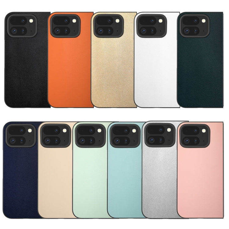 For Google Pixel 9 Pro Fold PU Leather Black Frame Full Coverage Phone Case(Gold) - Google Cases by buy2fix | Online Shopping UK | buy2fix