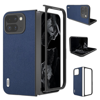 For Google Pixel 9 Pro Fold ABEEL Genuine Leather Luolai Series Phone Case(Dark Blue) - Google Cases by buy2fix | Online Shopping UK | buy2fix