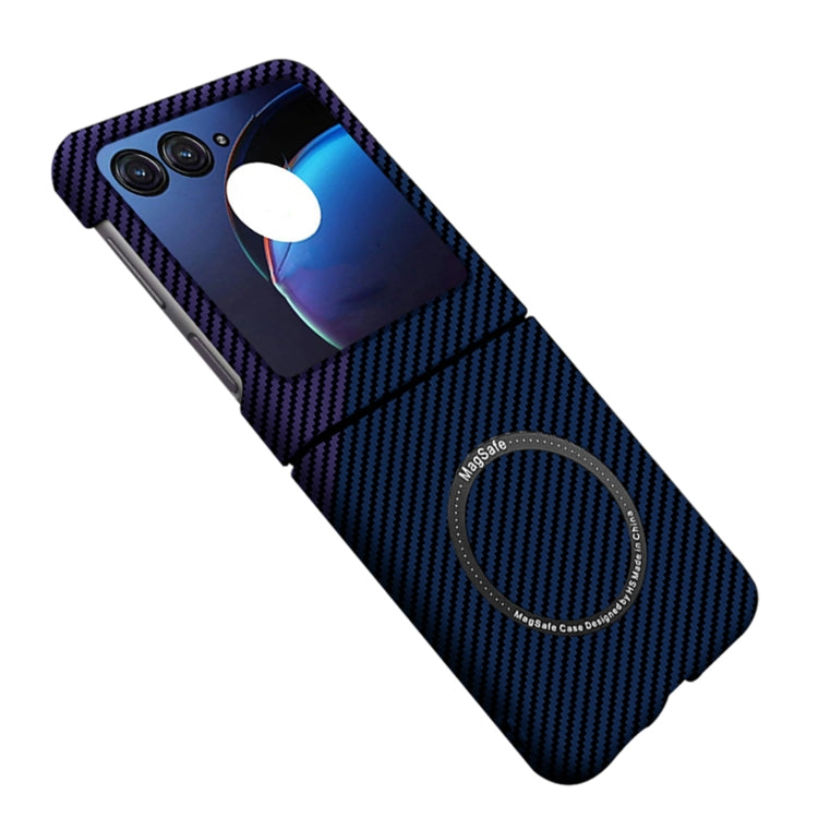 For Motorola Razr 50 Ultra Carbon Fiber Texture MagSafe Magnetic Phone Case(Blue Purple) - Motorola Cases by buy2fix | Online Shopping UK | buy2fix