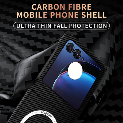 For Motorola Razr 50 Carbon Fiber Texture MagSafe Magnetic Phone Case(Black Blue) - Motorola Cases by buy2fix | Online Shopping UK | buy2fix