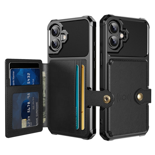 For iPhone 16 Magnetic Wallet Card Bag Leather Phone Case(Black) - iPhone 16 Cases by buy2fix | Online Shopping UK | buy2fix