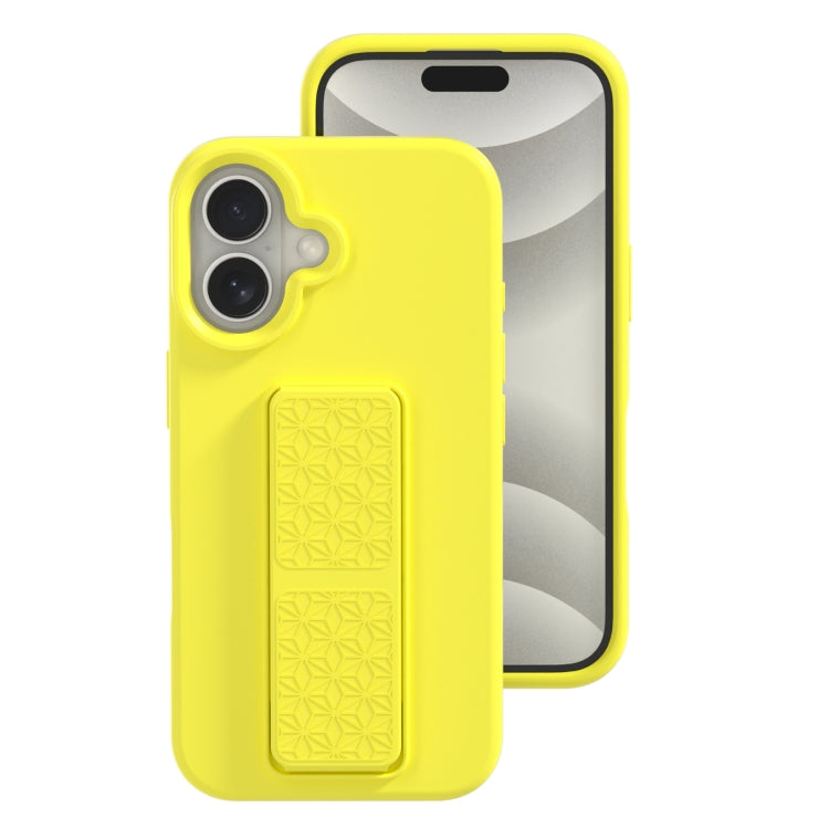 For iPhone 16 Plus Liquid Silicone Holder Phone Case(Yellow) - iPhone 16 Plus Cases by buy2fix | Online Shopping UK | buy2fix