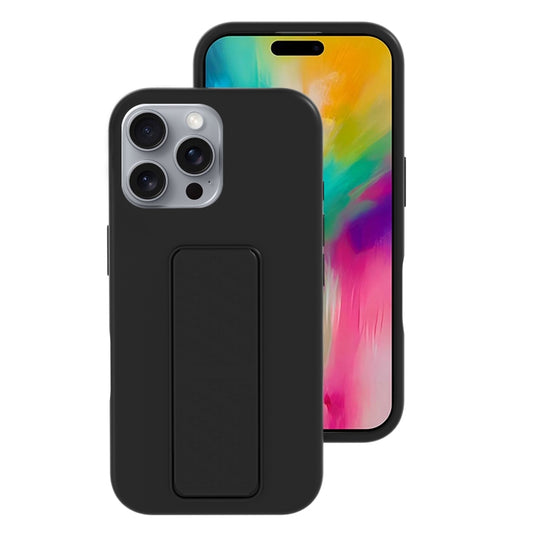 For iPhone 16 Pro Max Liquid Silicone Holder Phone Case(Black) - iPhone 16 Pro Max Cases by buy2fix | Online Shopping UK | buy2fix