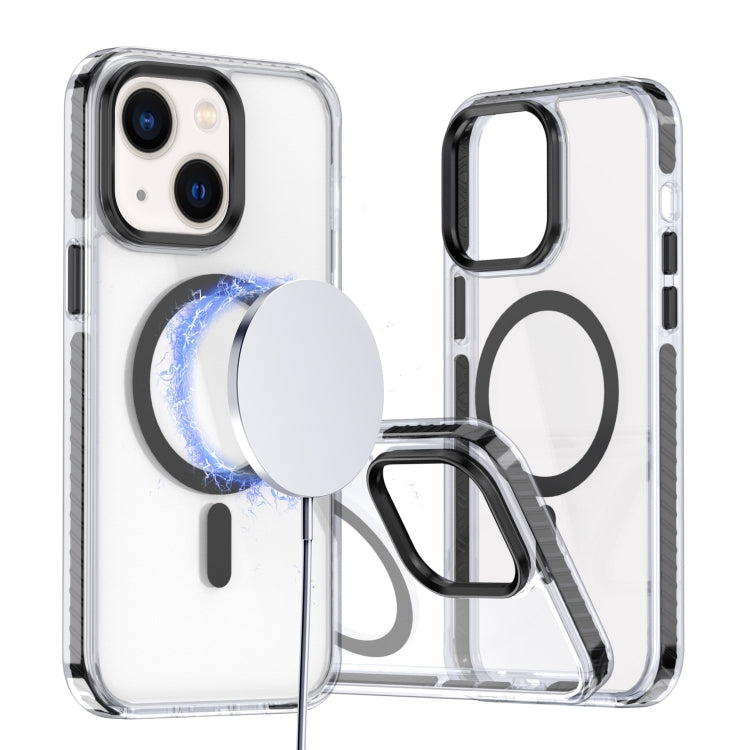 For iPhone 14 / 13 Two-color TPU Hybrid PC MagSafe Phone Case(Black) - iPhone 14 Cases by buy2fix | Online Shopping UK | buy2fix