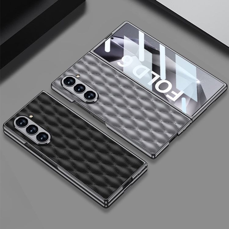 For Samsung Galaxy Z Fold6 GKK Integrated Plating Leather Rhombus Texture Full Coverage Phone Case(Titanium Grey) - Galaxy Z Fold6 5G Cases by GKK | Online Shopping UK | buy2fix