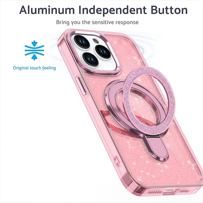 For iPhone 16 Plus Glitter Ring Holder MagSafe Phone Case(Pink) - iPhone 16 Plus Cases by buy2fix | Online Shopping UK | buy2fix