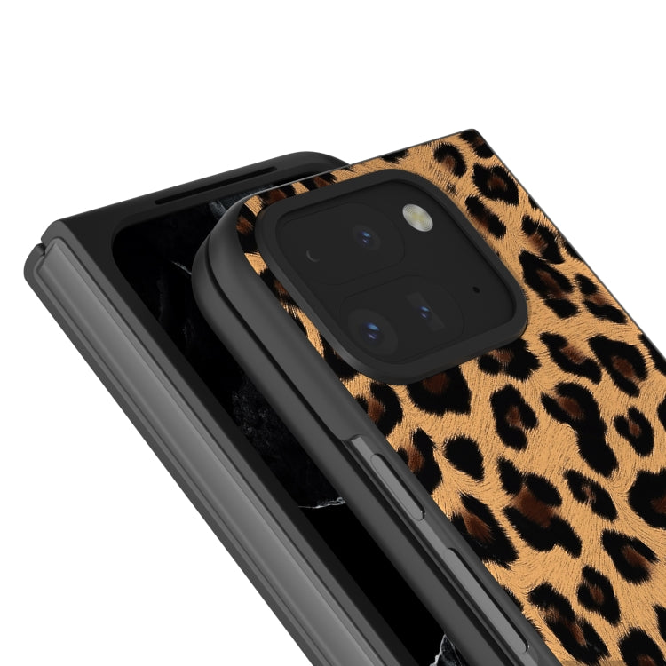 For Google Pixel 9 Pro Fold Black Frame Leopard Full Coverage Phone Case(Golden Leopard) - Google Cases by buy2fix | Online Shopping UK | buy2fix